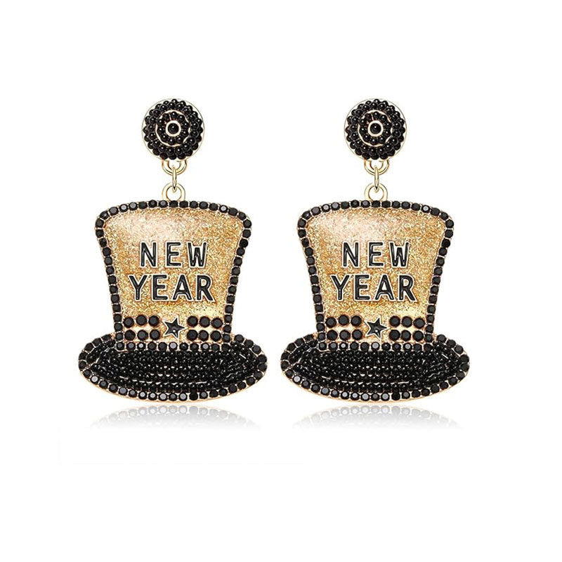 Wholesale New Year Wine Glass Earrings Five-pointed Star Hat Earrings